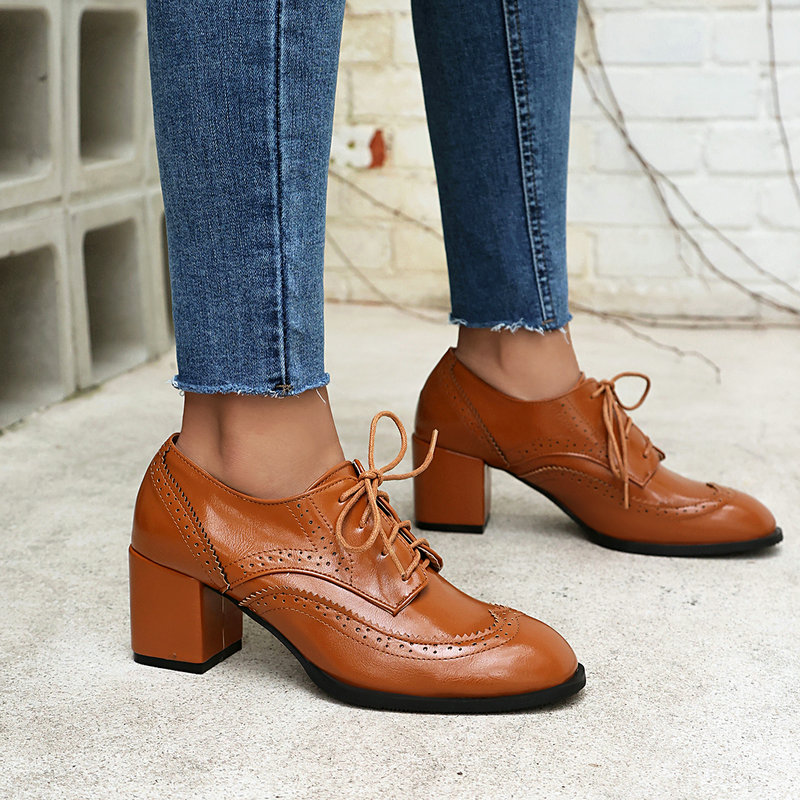 Plus Size 36-48 Marrone Nero C - Oxford Lace Up Women recensione e prezzo